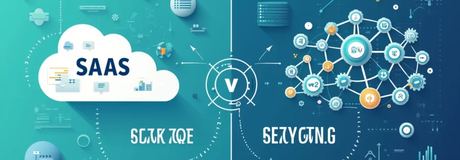 Ilustração corporativa mostrando software trabalhando de forma adequada para o negócio
